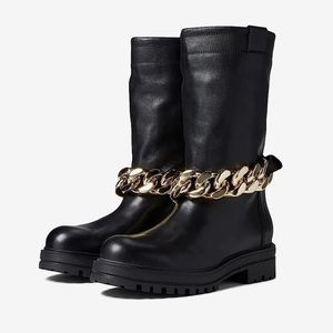 NEW! Steve Madden Devotion Black Leather Mid Calf Boot Size 8